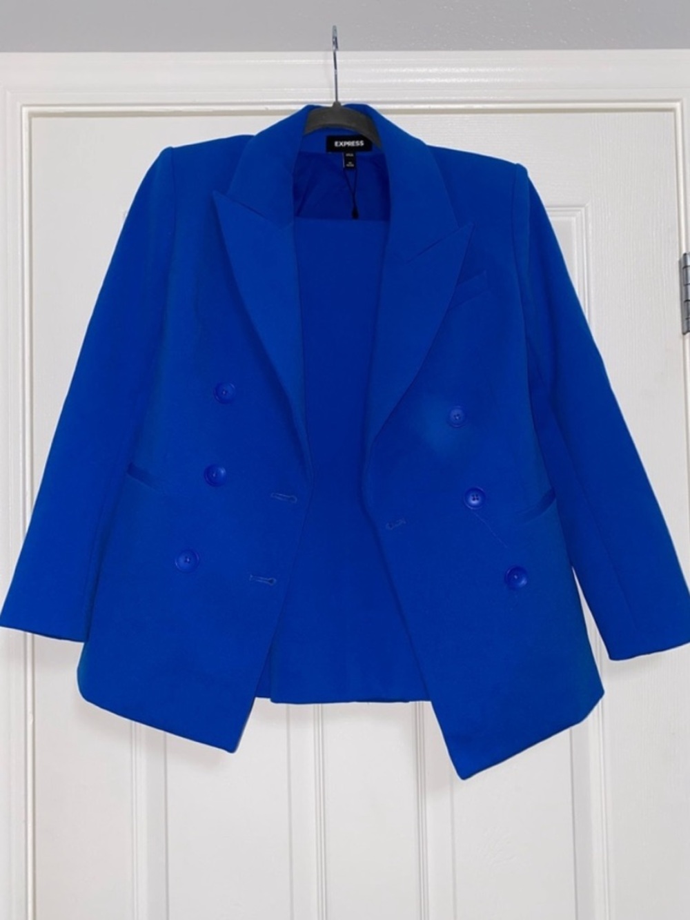 Express Cobalt Double-Breasted Blazer & Pant XS Petite